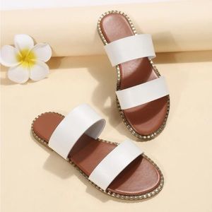 NWB white slide sandals